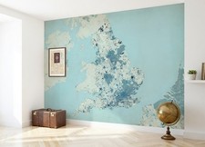 England Map decor wallpaper Home office wall ...