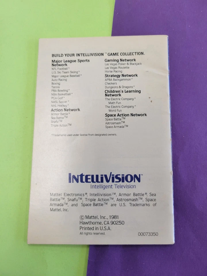 Intellivision Mattel Electronics Catalogue MANUAL ONLY Original - Image 2 of 2