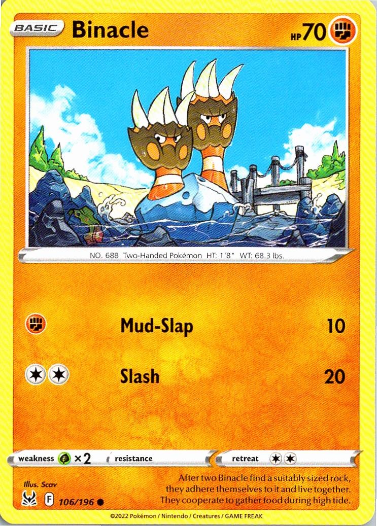Binacle 106/196 Common Lost Origin Pokemon Near Mint