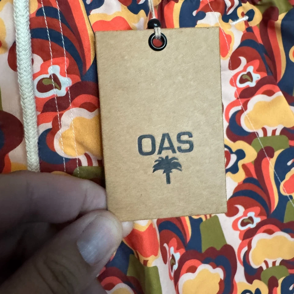 OAS плавки мужской средний красный оранжевый геометрический пляж серфинга шорты сетки с подкладкой - Изображение 3 из 4