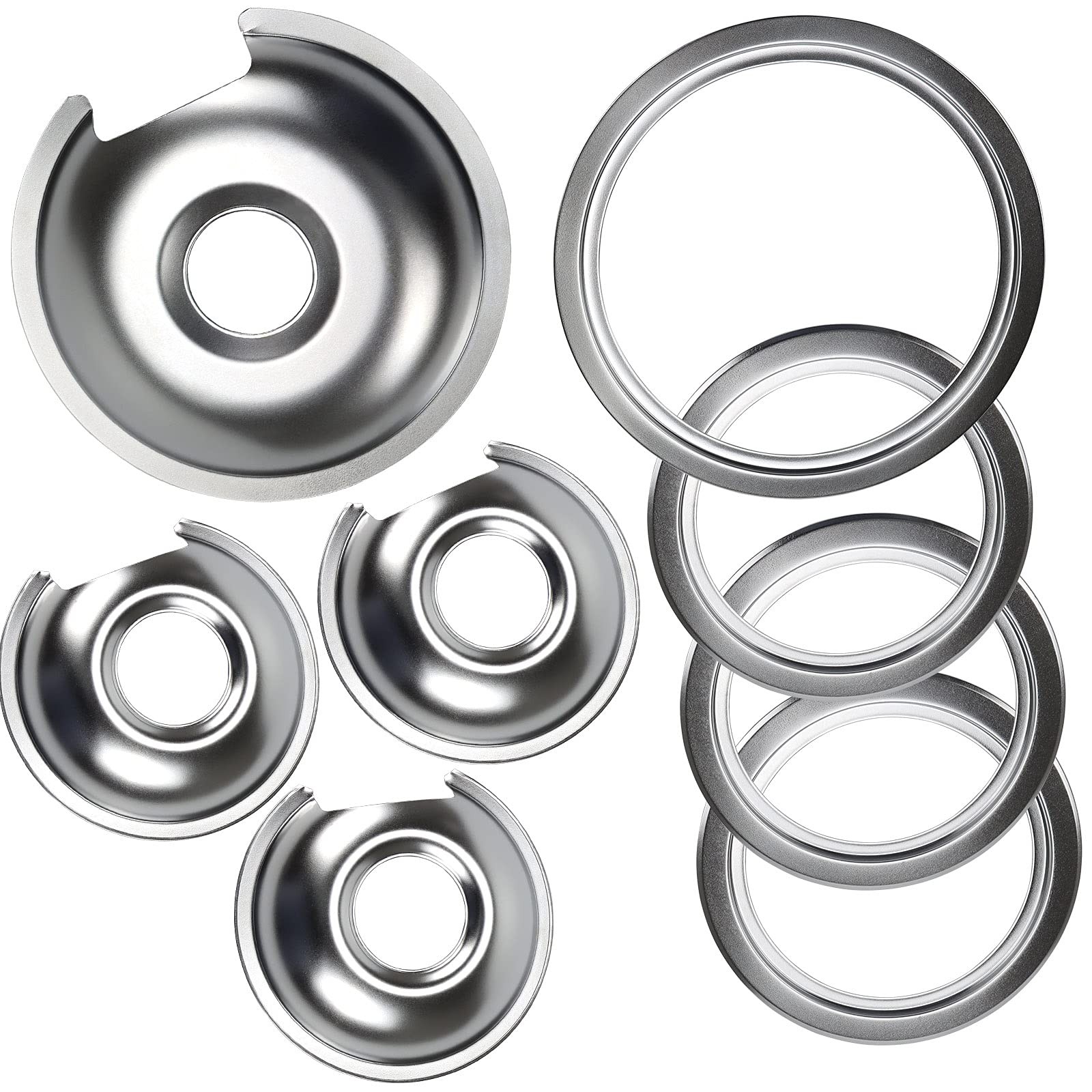 WB32X10013 WB32X10012 Chrome Stove Burner Drip Pan Set 4-Pack Fits for GE Hotpoi