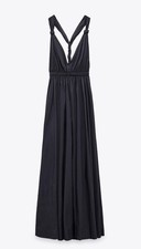 ZARA  long nylon dress Size Medium 7599 041  Black Sleeveless Stunning