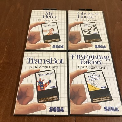 Lot Of 4 Sega Master System Card Games: My Hero Transbot Ghost House F-16 Cib
