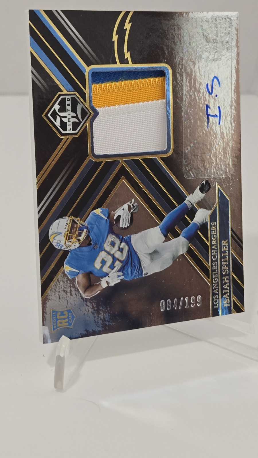 💎2022 LIMITED RPA Isaiah Spiller RC🏈CHROME 3 COLOR PATCH AUTO NUMBERED 84/199! view 7