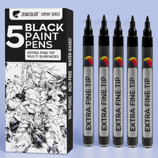 5 Paint Pen - Fine Tip for Precision - Paint Marker Ideal for Rock Black
