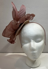 Blush Pink Fascinator Headband Feather Floral Wedding Derby Hat