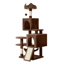 54in Multi-Level Cat Tree Tower Activity Center with Scratching Posts, Brown