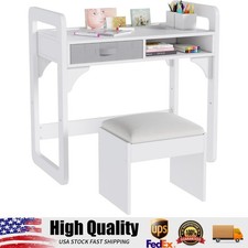 Kids Desk and Chair Set, Study Desk for Boys and Girl, Wooden Kids Writing Table