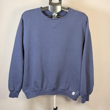 Russell Athletic Sweatshirt Mens Large Blue Fleece Pullover Crewneck Logo