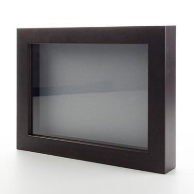 Dark Brown 4x4 Wood Shadow Box With Grey Acid-Free Backing 5/8 Usable Depth