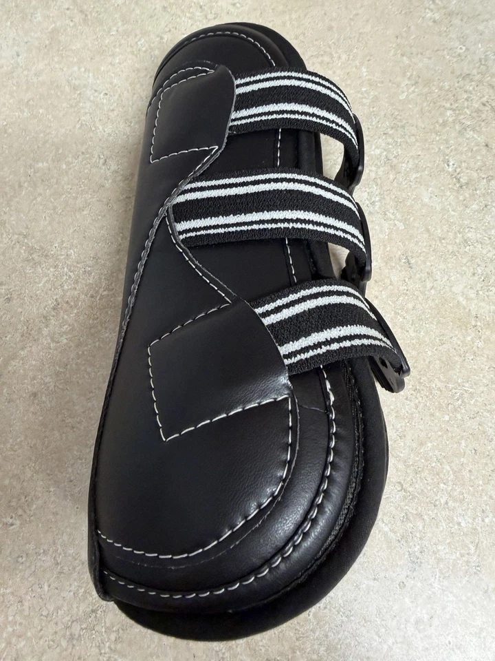 Botas negras EquiFit EXP3 delanteras XL con costuras blancas y tres correas de 1 pulgada Foto 3 de 4
