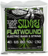 5-String Regular Slinky Flatwound Bass Guitar Strings, 45-130 Gauge (P02816)