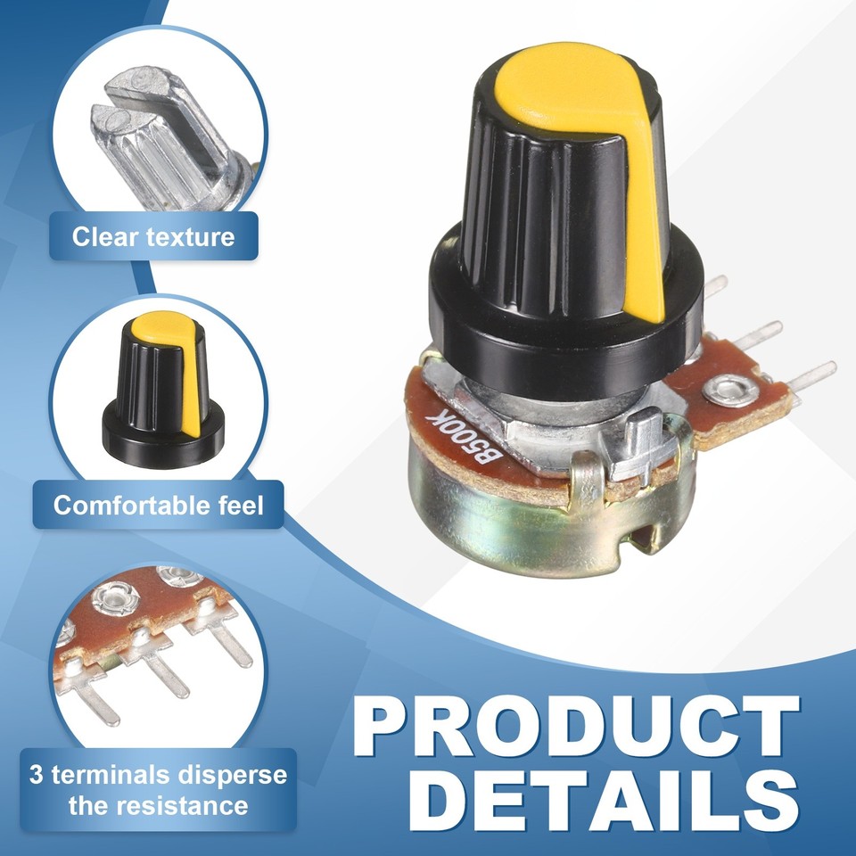 5 Set WH148 500K Potentiometer Kit with Plastic Knobs Nuts and Washers ...