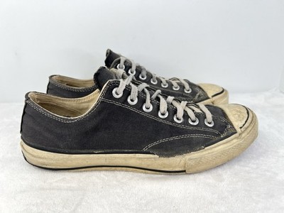 Vtg 60s 70s Converse Chuck Taylor Low Top Black Grunge USA Distressed Mens 10