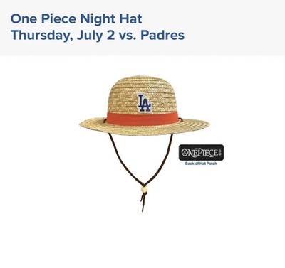 2026 ONE PIECE x Dodgers Straw Hat 7/2 Stadium Giveaway LA Luffy Limited Edition