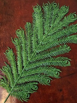 13.5 Inch Glitter Peacock Fern Stem   Green Sparkling Foliage Pick for Wreaths