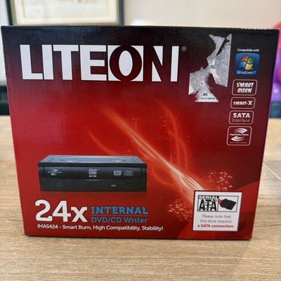 Lite-On iHAS424-98B 24x Internal SATA DVD/CD Writer RW Smart Burn - Brand New