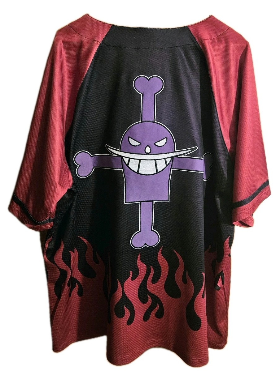 One Piece Anime Portgas D Ace Red/Black Hot Topic Button-up