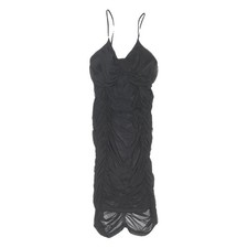 PRETTY LITTLE THING Womens Black Ruched Midi Dress Polyester Blend Sleeveless UK