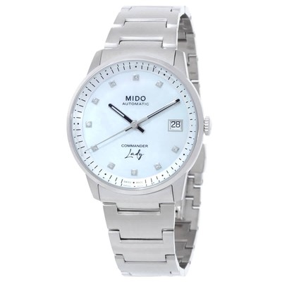 Mido Commander Automatic Diamond White MOP Dial Ladies Watch M0212071110600