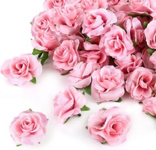 Mini Pink and White Roses Artificial Flowers Bulk, Small Silk Fake Roses