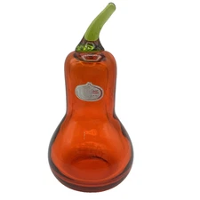 Vintage Rainbow Art Glass Amberina Pear Figurine Paperweight 5.25" W/ Sticker