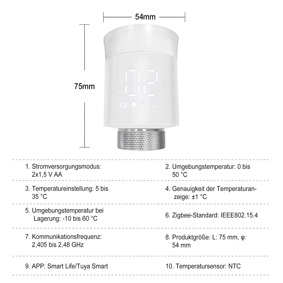 NEU Tuya Smart Zigbee Thermostat Heizkörper Home Heizung WLAN App Alexa Google - Bild 2 von 4