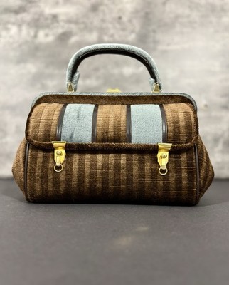 Rare Vintage Tasche Zweifarbige Samt Doktortasche Doctorbag 70er