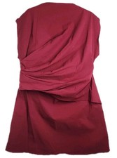 Asos Design Curve High Neck Pleated Bengaline Size 14 Burgundy Mini Dress