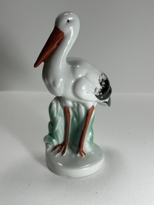 VINTAGE GOEBEL /Firma Gräfenthal KERAMIK STORCH Vogel FIGUR um 1950 Mod.7672