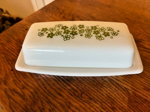 Vintage PYREX Spring Blossom Crazy Daisy Butter Dish & Lid USA