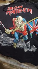 Image of Iron Maiden Zipped Hoodie Scuffed Trooper Black Hoody