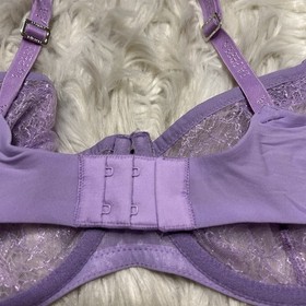 La Perla 36E Bra Purple Lace Underwire Back Closure Sheer