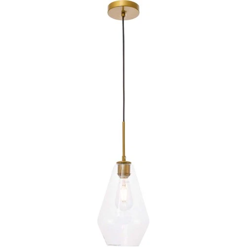 Living District Gene 1-Light Metal Pendant in Brass and Clear Glass - Picture 2 of 9