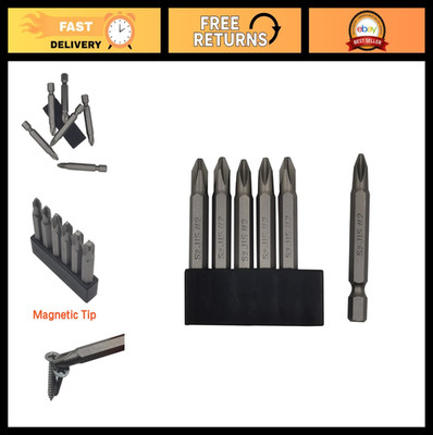 6Pcs JIS Screwdriver Bit Set, 50mm Magnetic Tip, 1/4'' Hex Shank, S2 Steel, Stora