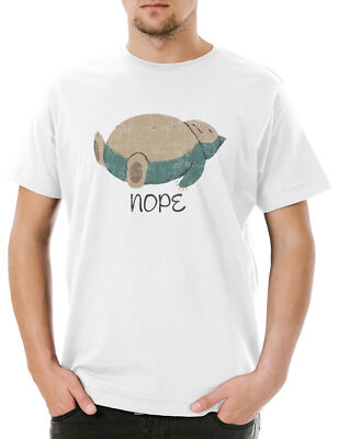 Nope Herren T-Shirt Katzen Faul Schlafen Lazy Kater Katze Cat Siesta Faulpelz