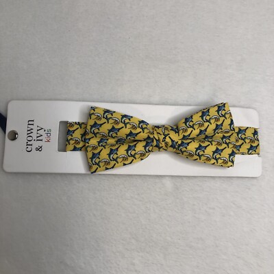 Crown & Ivy Boys Yellow Bow Tie - Marlin Fish NWT