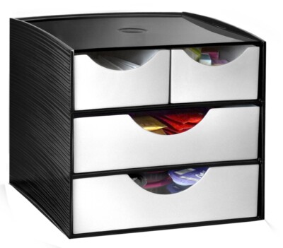 CEP Aufbewahrungsbox, 4 Schübe, schwarz