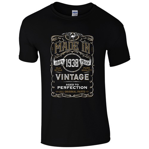 Made in 1938 T-Shirt Born 87th Year Birthday Age Present Vintage Funny Mens Gift - Picture 2 of 8