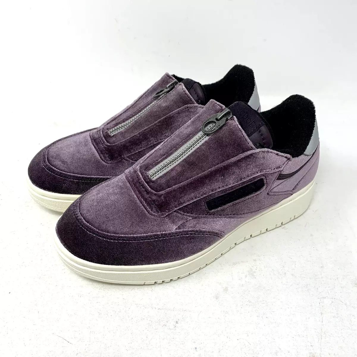 Reebok Women's 7 Club C Double Zip Purple Velvet Platform Sneakers Fashion  Shoes