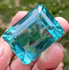 Certified Natural Brazilian 250 Ct Sky Blue Emerald Cut Topaz Loose Gemstone