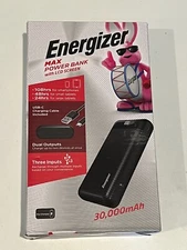 Energizer 30,000 mAh MAX Power Bank w/ LCD Screen Portable Charger OPEN BOX