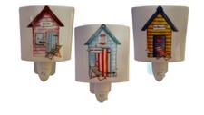 LED Night Light Beach Hut Ceramic Electric On/Off Switch Uk Plug In Wall Mounted