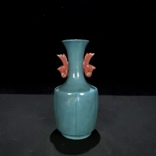 7" Chinese Antique Porcelain Later Zhou Chai Kiln Made Halberd Ear Bottle 2