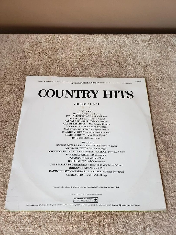 COUNTRY HITS VOL. 1&2 ~ CASH, JONES, WYNETTE, PAYCHECK ~ 1977 ~ 2 LP ~ EX - Image 4 of 4