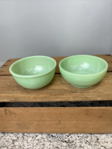 JADE-ITE Fire King Anchor Hocking Oven Ware Soup Bowl Fruit Dish 5" USA Set of 2
