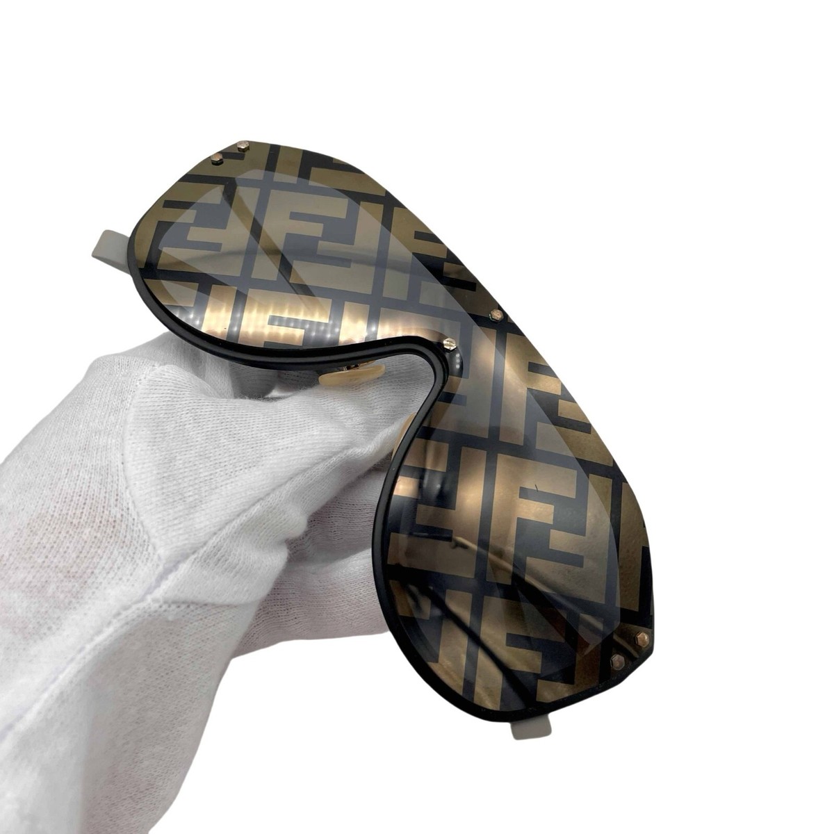 FENDI Zucca Gold-Frame Brown Lens FF Logo Sunglasses | eBay display picture 2