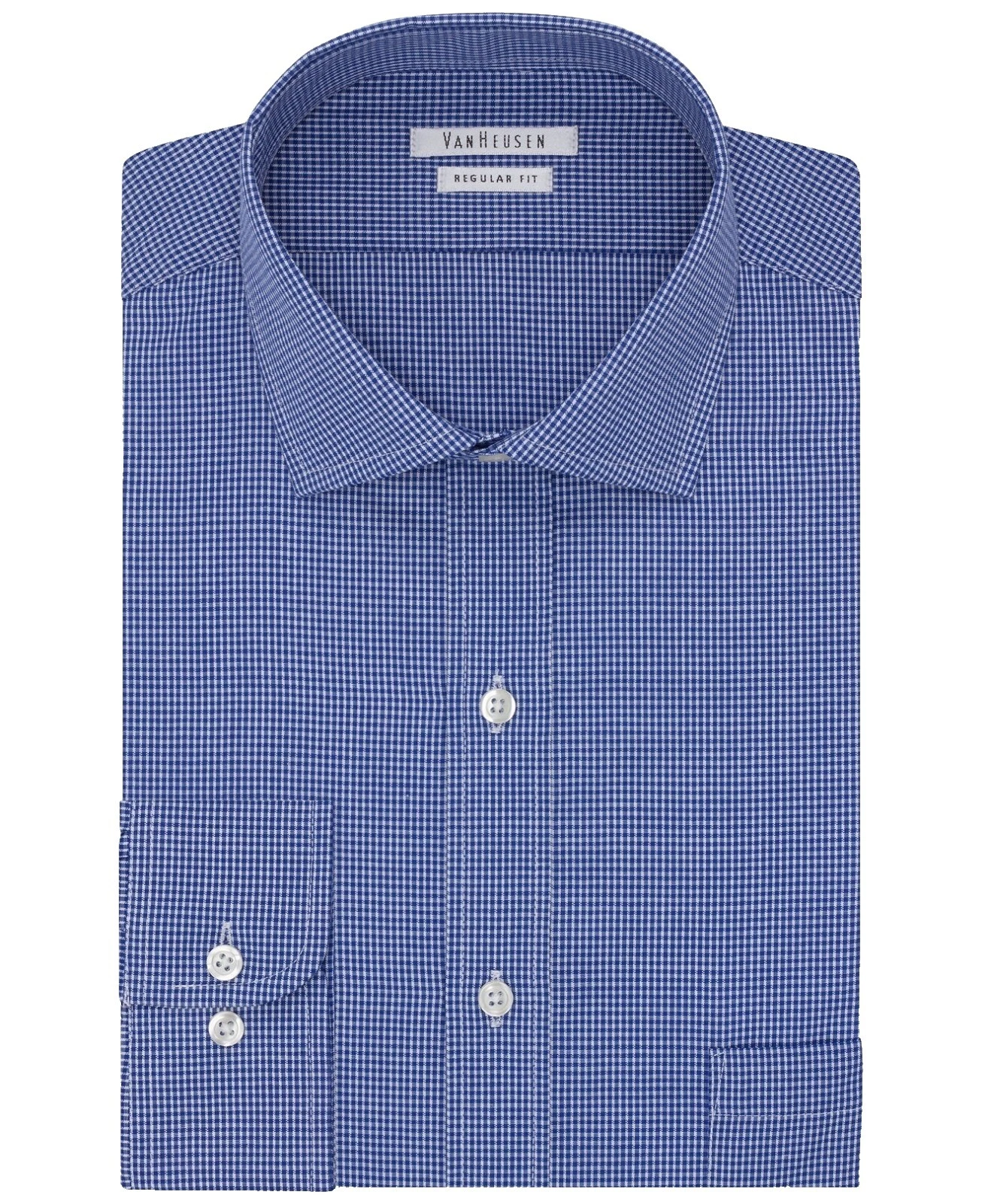 Van Heusen Cotton Blend Plaid Long Sleeve Dress Shirts for Men