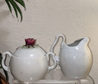 Hard to Find Vintage HAND PAINTED KOI FISH LILY PAD SUGAR & CREAMER Hand Painted — photo 7