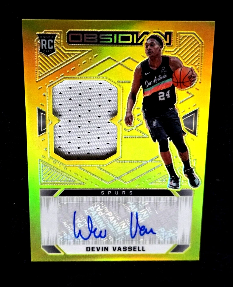 Devin Vassell 2020-21 Panini Obsidian Yellow Flood Rookie Patch Auto RC #221 SSP - Image 2 of 4